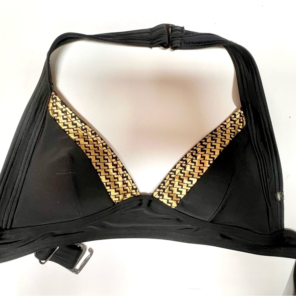 Halter  bikini top with gold trim